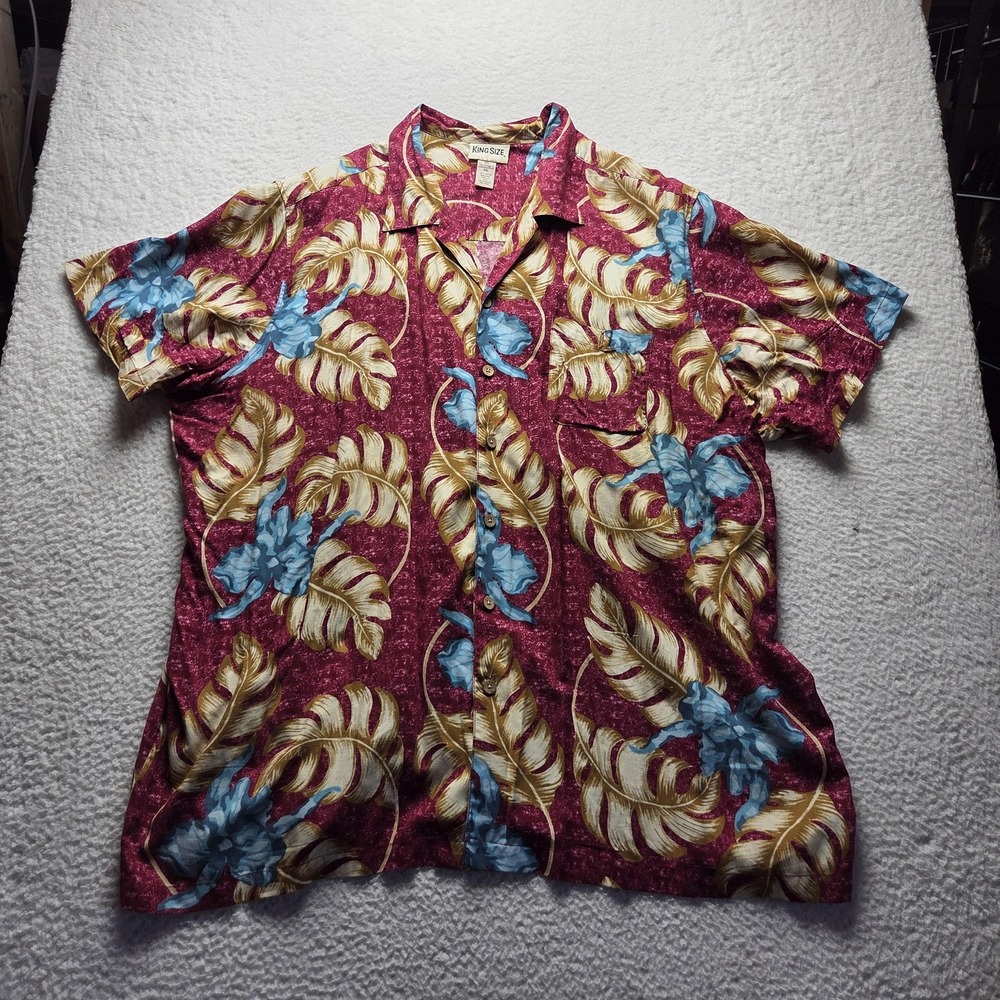KingSize Shirt Mens Big 4XL Multicolor Floral Hawaiian Rayon Button-Up Casual